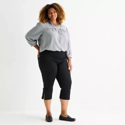 St. John's Bay Womens Plus Cropped Pant In Black
