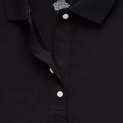 St. John's Bay Womens Plus Easy-on + Easy-off Short Sleeve Adaptive T-shirt In Black