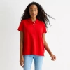 St. John's Bay Womens Plus Easy-on + Easy-off Short Sleeve Adaptive T-shirt In Red