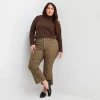 St. John's Bay Womens Plus Flare High Rise Cropped Pant In Brown