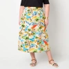 St. John's Bay Womens Plus High Rise Midi A-line Skirt In Multi