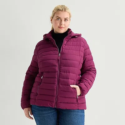 St. John's Bay Womens Plus Jacket In Gray