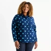 St. John's Bay Womens Plus Long Sleeve Blouse In Blue