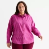 St. John's Bay Womens Plus Long Sleeve Blouse In Pink