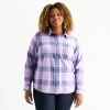 St. John's Bay Womens Plus Long Sleeve Blouse In Purple