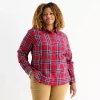 St. John's Bay Womens Plus Long Sleeve Blouse In Red