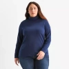 St. John's Bay Womens Plus Long Sleeve Turtleneck In Blue