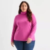 St. John's Bay Womens Plus Long Sleeve Turtleneck In Pink