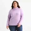 St. John's Bay Womens Plus Long Sleeve Turtleneck In Purple