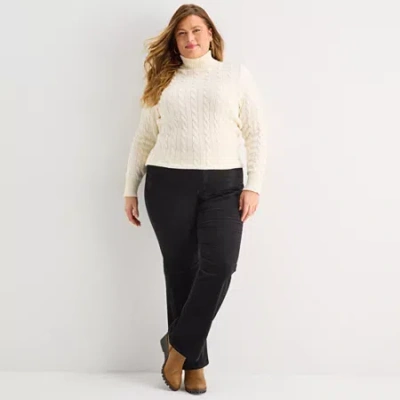 St. John's Bay Womens Plus Mid Rise Bootcut Corduroy Pant In Black