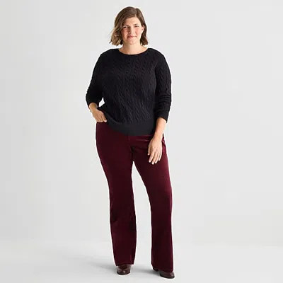 St. John's Bay Womens Plus Mid Rise Bootcut Corduroy Pant In Brown