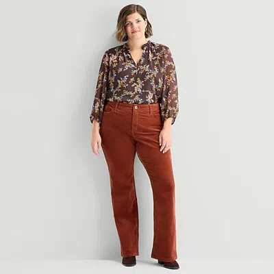 St. John's Bay Womens Plus Mid Rise Bootcut Corduroy Pant In Red