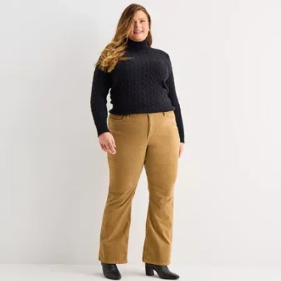 St. John's Bay Womens Plus Mid Rise Bootcut Corduroy Pant In Sand