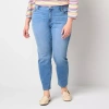 St. John's Bay Womens Plus Mid Rise Skinny Fit Jean In Blue