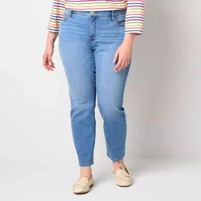 St. John's Bay Womens Plus Mid Rise Skinny Fit Jean In Blue