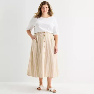 St. John's Bay Womens Plus Midi A-line Skirt In Neutral