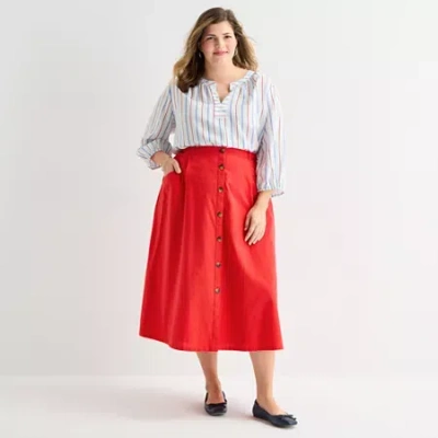 St. John's Bay Womens Plus Midi A-line Skirt In Red