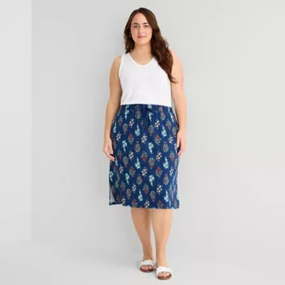 St. John's Bay Womens Plus Midi A-line Skirt In Blue