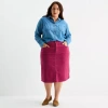 St. John's Bay Womens Plus Midi Corduroy A-line Skirt In Red