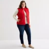 St. John's Bay Womens Plus Midweight Quilted Vest In Red