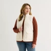 St. John's Bay Womens Plus Midweight Quilted Vest In White