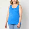 St. John's Bay Womens Plus Scoop Neck Sleeveless Tank Top In Blue