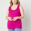 St. John's Bay Womens Plus Scoop Neck Sleeveless Tank Top In Pink