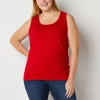 St. John's Bay Womens Plus Scoop Neck Sleeveless Tank Top In Red