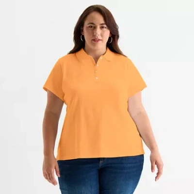 St. John's Bay Womens Plus Short Sleeve T-shirt In Orange