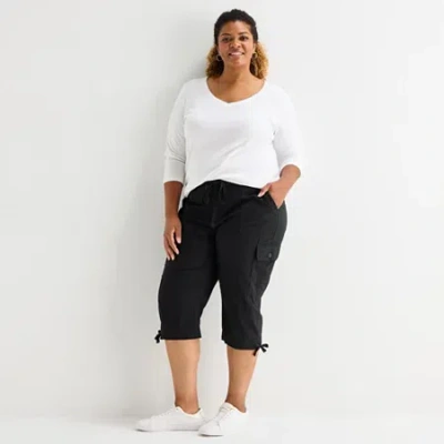 St. John's Bay Womens Plus Skinny Capri Pant In Black