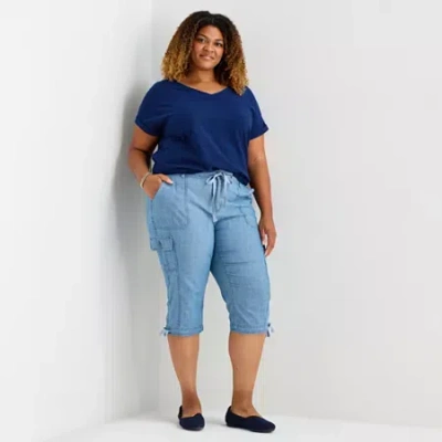St. John's Bay Womens Plus Skinny Capri Pant In Blue