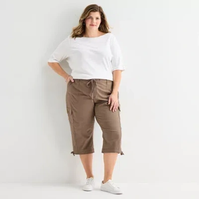 St. John's Bay Womens Plus Skinny Capri Pant In Brown