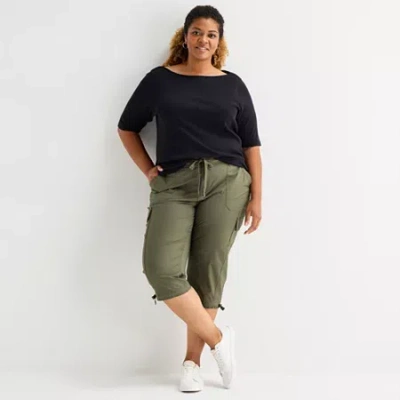 St. John's Bay Womens Plus Skinny Capri Pant In Green