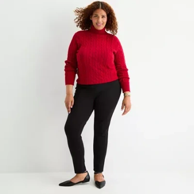 St. John's Bay Womens Plus Skinny Pull-on Pant In Black