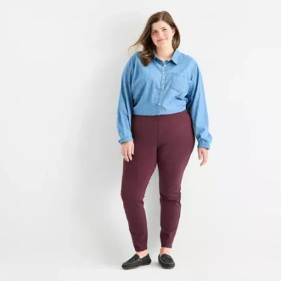 St. John's Bay Womens Plus Skinny Pull-on Pant In Red