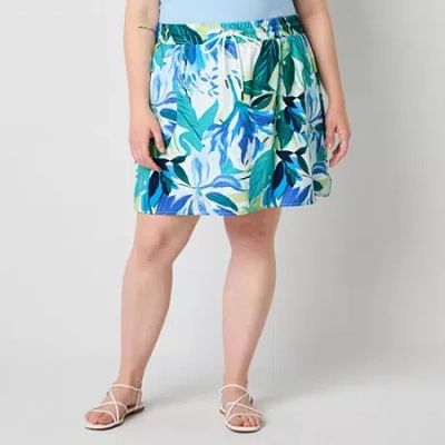 St. John's Bay Womens Plus Skort In Blue