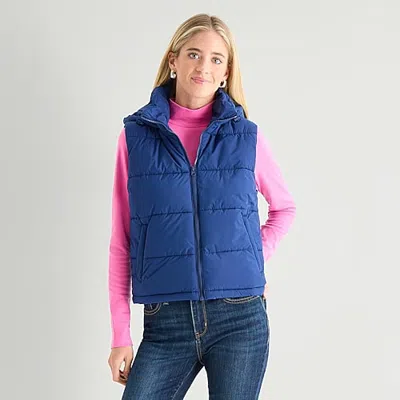St. John's Bay Womens Puffer Vest In Multi