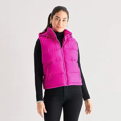 St. John's Bay Womens Puffer Vest In Pink