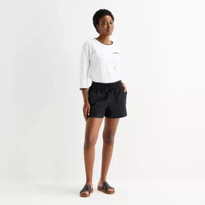 St. John's Bay Womens Pull-on Short In Black