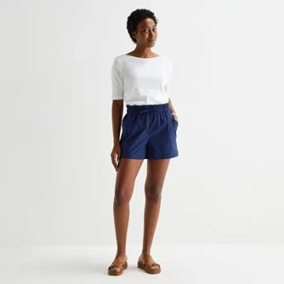 St. John's Bay Womens Pull-on Short In Blue