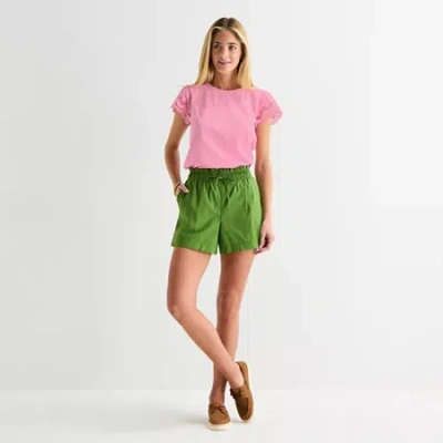 St. John's Bay Womens Pull-on Short In Green