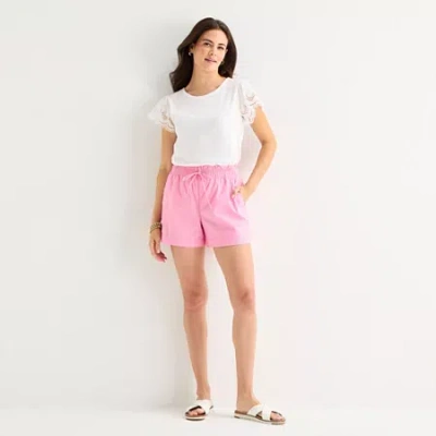 St. John's Bay Womens Pull-on Short In Pink