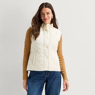 St. John's Bay Womens Quilted Vest In Green