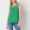 St. John's Bay Womens Round Neck Sleeveless Tank Top In Green