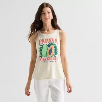 St. John's Bay Womens Round Neck Tank Top In White