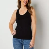 St. John's Bay Womens Scoop Neck Sleeveless Tank Top In Black