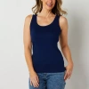 St. John's Bay Womens Scoop Neck Sleeveless Tank Top In Blue
