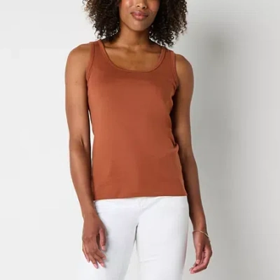 St. John's Bay Womens Scoop Neck Sleeveless Tank Top In Brown