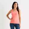 St. John's Bay Womens Scoop Neck Sleeveless Tank Top In Orange