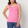 St. John's Bay Womens Scoop Neck Sleeveless Tank Top In Pink